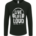 Music Live Life Loud Rock n Roll Guitar Mens Long Sleeve T-Shirt Black