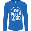 Music Live Life Loud Rock n Roll Guitar Mens Long Sleeve T-Shirt Royal Blue