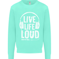 Music Live Life Loud Rock n Roll Guitar Mens Sweatshirt Jumper Peppermint