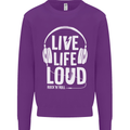 Music Live Life Loud Rock n Roll Guitar Mens Sweatshirt Jumper Purple