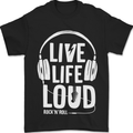 Music Live Life Loud Rock n Roll Guitar Mens T-Shirt 100% Cotton Black