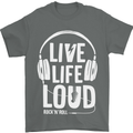 Music Live Life Loud Rock n Roll Guitar Mens T-Shirt 100% Cotton Charcoal