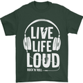 Music Live Life Loud Rock n Roll Guitar Mens T-Shirt 100% Cotton Forest Green