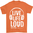 Music Live Life Loud Rock n Roll Guitar Mens T-Shirt 100% Cotton Orange