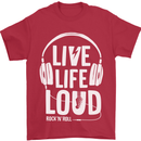 Music Live Life Loud Rock n Roll Guitar Mens T-Shirt 100% Cotton Red