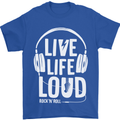 Music Live Life Loud Rock n Roll Guitar Mens T-Shirt 100% Cotton Royal Blue