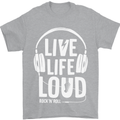 Music Live Life Loud Rock n Roll Guitar Mens T-Shirt 100% Cotton Sports Grey