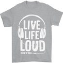 Music Live Life Loud Rock n Roll Guitar Mens T-Shirt 100% Cotton Sports Grey