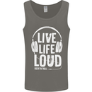 Music Live Life Loud Rock n Roll Guitar Mens Vest Tank Top Charcoal