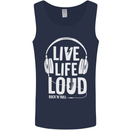 Music Live Life Loud Rock n Roll Guitar Mens Vest Tank Top Navy Blue
