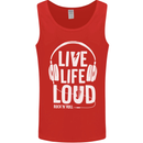 Music Live Life Loud Rock n Roll Guitar Mens Vest Tank Top Red