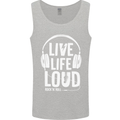 Music Live Life Loud Rock n Roll Guitar Mens Vest Tank Top Sports Grey