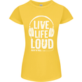 Music Live Life Loud Rock n Roll Guitar Womens Petite Cut T-Shirt Yellow