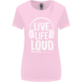 Music Live Life Loud Rock n Roll Guitar Womens Wider Cut T-Shirt Light Pink