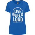 Music Live Life Loud Rock n Roll Guitar Womens Wider Cut T-Shirt Royal Blue