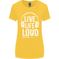 Music Live Life Loud Rock n Roll Guitar Womens Wider Cut T-Shirt Yellow