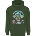 Music Skull With Headphones Dance Tekno Childrens Kids Hoodie Forest Green