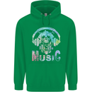 Music Skull With Headphones Dance Tekno Childrens Kids Hoodie Irish Green