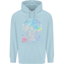 Music Skull With Headphones Dance Tekno Childrens Kids Hoodie Light Blue