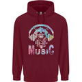 Music Skull With Headphones Dance Tekno Childrens Kids Hoodie Maroon