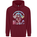 Music Skull With Headphones Dance Tekno Childrens Kids Hoodie Maroon