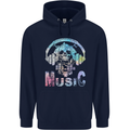 Music Skull With Headphones Dance Tekno Childrens Kids Hoodie Navy Blue