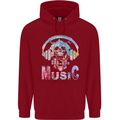 Music Skull With Headphones Dance Tekno Childrens Kids Hoodie Red