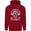 Music Skull With Headphones Dance Tekno Childrens Kids Hoodie Red