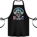 Music Skull With Headphones Dance Tekno Cotton Apron 100% Organic Black
