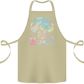 Music Skull With Headphones Dance Tekno Cotton Apron 100% Organic Khaki