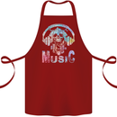 Music Skull With Headphones Dance Tekno Cotton Apron 100% Organic Maroon
