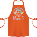 Music Skull With Headphones Dance Tekno Cotton Apron 100% Organic Orange