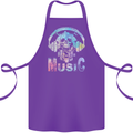Music Skull With Headphones Dance Tekno Cotton Apron 100% Organic Purple
