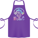 Music Skull With Headphones Dance Tekno Cotton Apron 100% Organic Purple