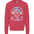 Music Skull With Headphones Dance Tekno Kids Sweatshirt Jumper Heliconia