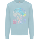 Music Skull With Headphones Dance Tekno Kids Sweatshirt Jumper Light Blue