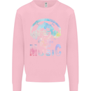 Music Skull With Headphones Dance Tekno Kids Sweatshirt Jumper Light Pink