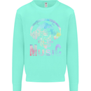 Music Skull With Headphones Dance Tekno Kids Sweatshirt Jumper Peppermint
