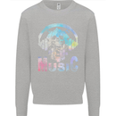 Music Skull With Headphones Dance Tekno Kids Sweatshirt Jumper Sports Grey