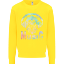 Music Skull With Headphones Dance Tekno Kids Sweatshirt Jumper Yellow