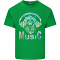 Music Skull With Headphones Dance Tekno Kids T-Shirt Childrens Irish Green