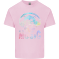 Music Skull With Headphones Dance Tekno Kids T-Shirt Childrens Light Pink