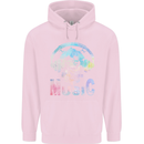 Music Skull With Headphones Dance Tekno Mens 80% Cotton Hoodie Light Pink