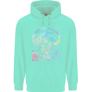 Music Skull With Headphones Dance Tekno Mens 80% Cotton Hoodie Peppermint