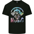 Music Skull With Headphones Dance Tekno Mens Cotton T-Shirt Tee Top Black