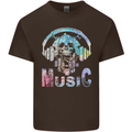 Music Skull With Headphones Dance Tekno Mens Cotton T-Shirt Tee Top Dark Chocolate