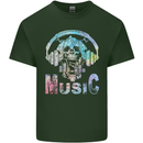 Music Skull With Headphones Dance Tekno Mens Cotton T-Shirt Tee Top Forest Green