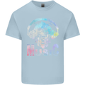 Music Skull With Headphones Dance Tekno Mens Cotton T-Shirt Tee Top Light Blue