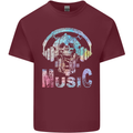 Music Skull With Headphones Dance Tekno Mens Cotton T-Shirt Tee Top Maroon