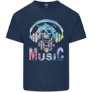 Music Skull With Headphones Dance Tekno Mens Cotton T-Shirt Tee Top Navy Blue